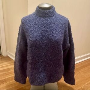 Madewell Wool-Alpaca Blend Boucle-Knit Denim Blue Sweater Women's Size Small.